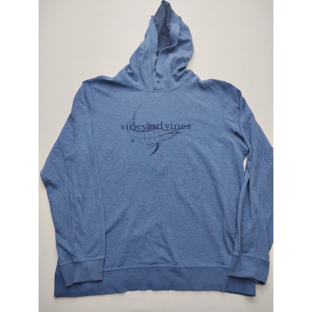 Vineyard Vines Hoodie Mens Large Blue Heather Performance Swordfish Pullover